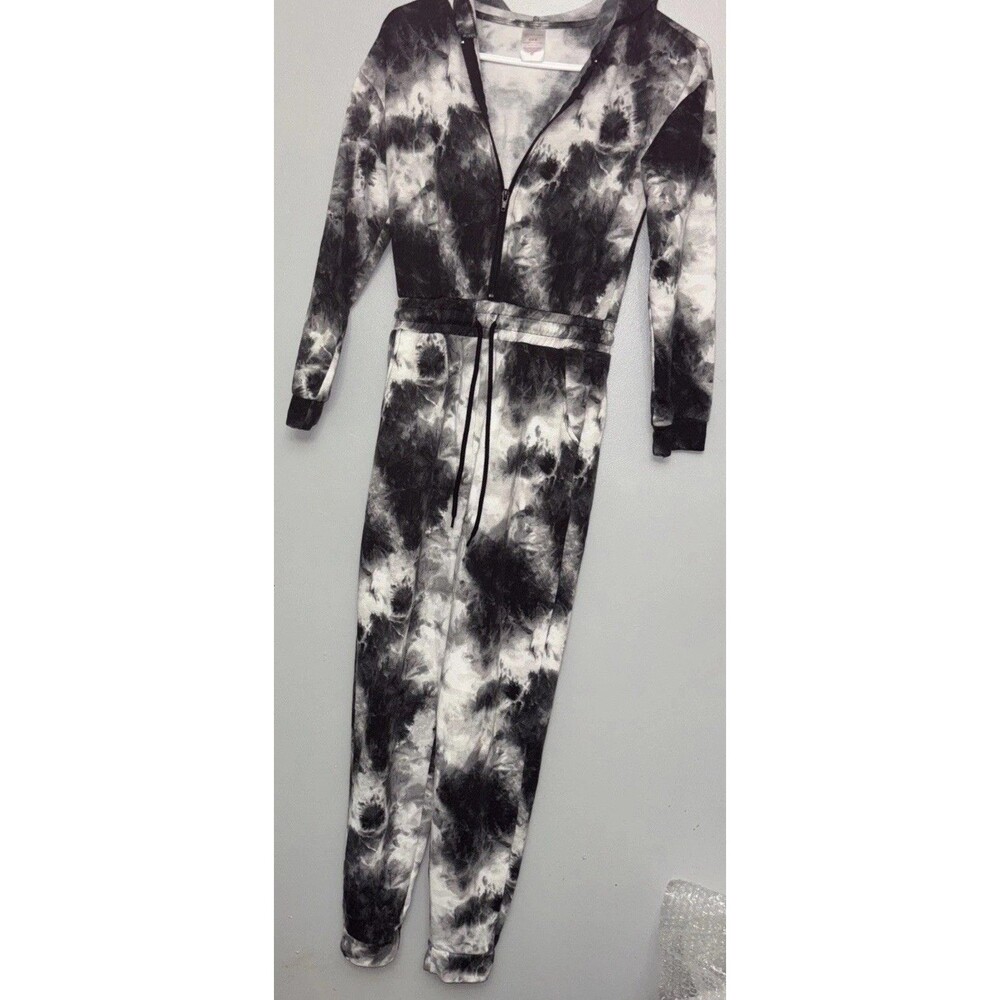 No Boundaries Tie Dye Black Hoodie/jogger 1 Piece Jumpsuit Size Sm